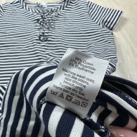 J Crew Navy White Stripe Lace Up T-Shirt Casual Nautical Short Sleeve Dress XL - Picture 12 of 16